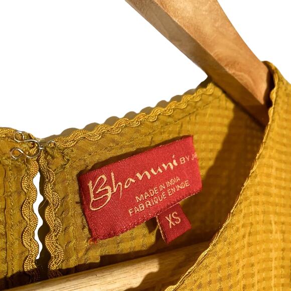 Bhanuni By Jyoti Dariela Beaded Short Sleeve Peplum Top Blouse Golden Yellow XS - Picture 9 of 13